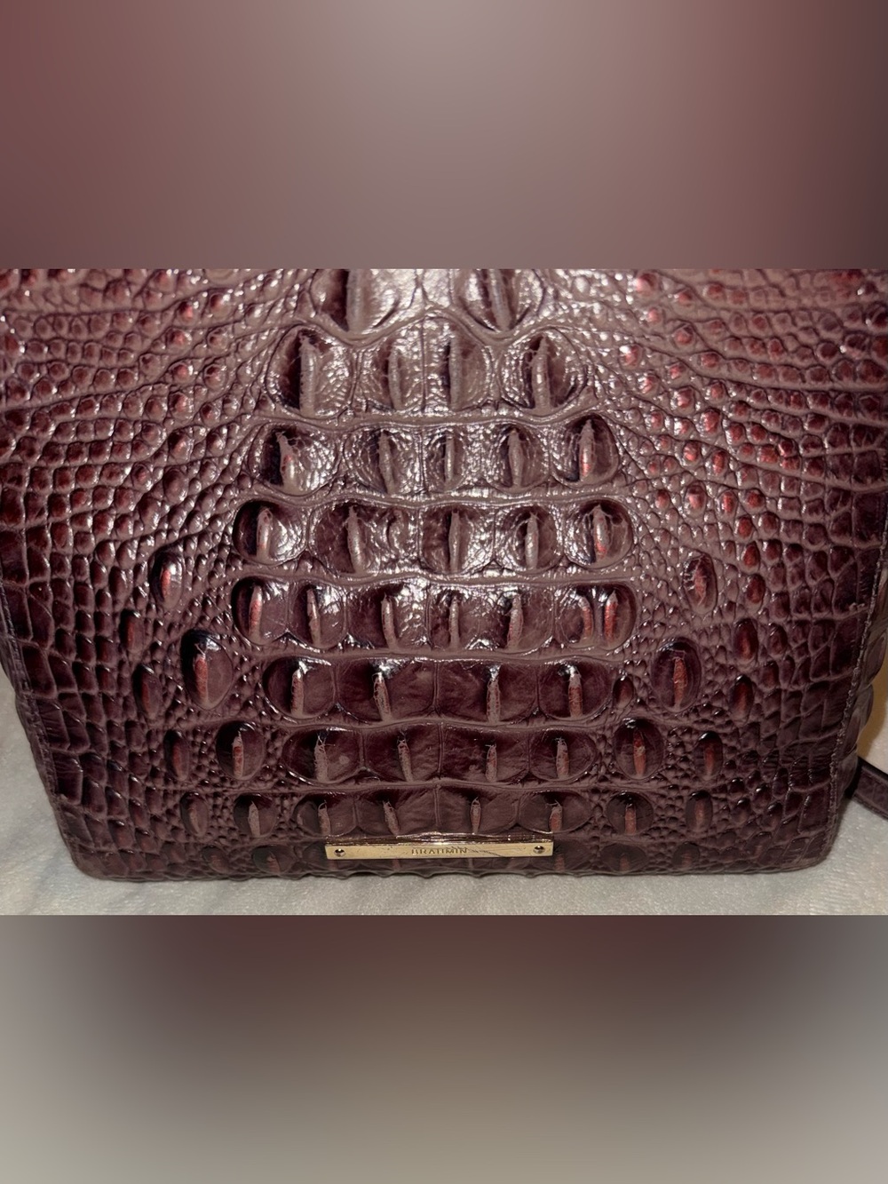 Brahmin Carrie Crossbody in Fig Jam (Deep Burgundy) Croc-Embossed Leather